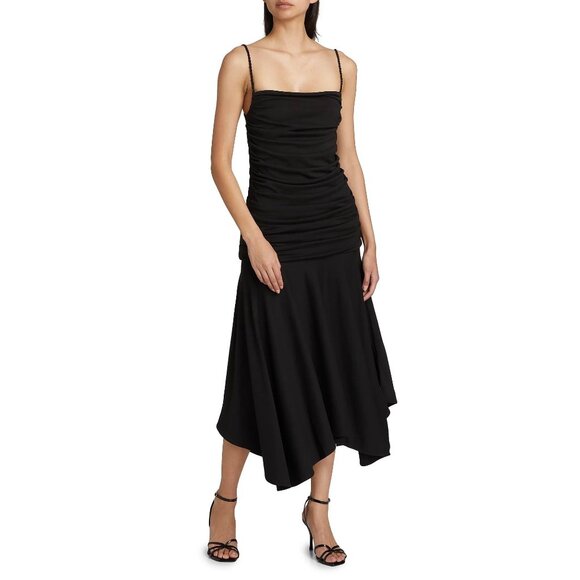 Interior The Viradora Dress in Midnight Small New Womens Crepe Midi - Picture 14 of 16